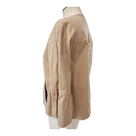 Ann Taylor Tan Button Front Ruffle Sleeve Jacket Size Small - Picture 5 of 8